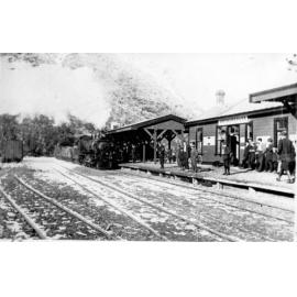 Train arrives at Arthur's Pass Station  