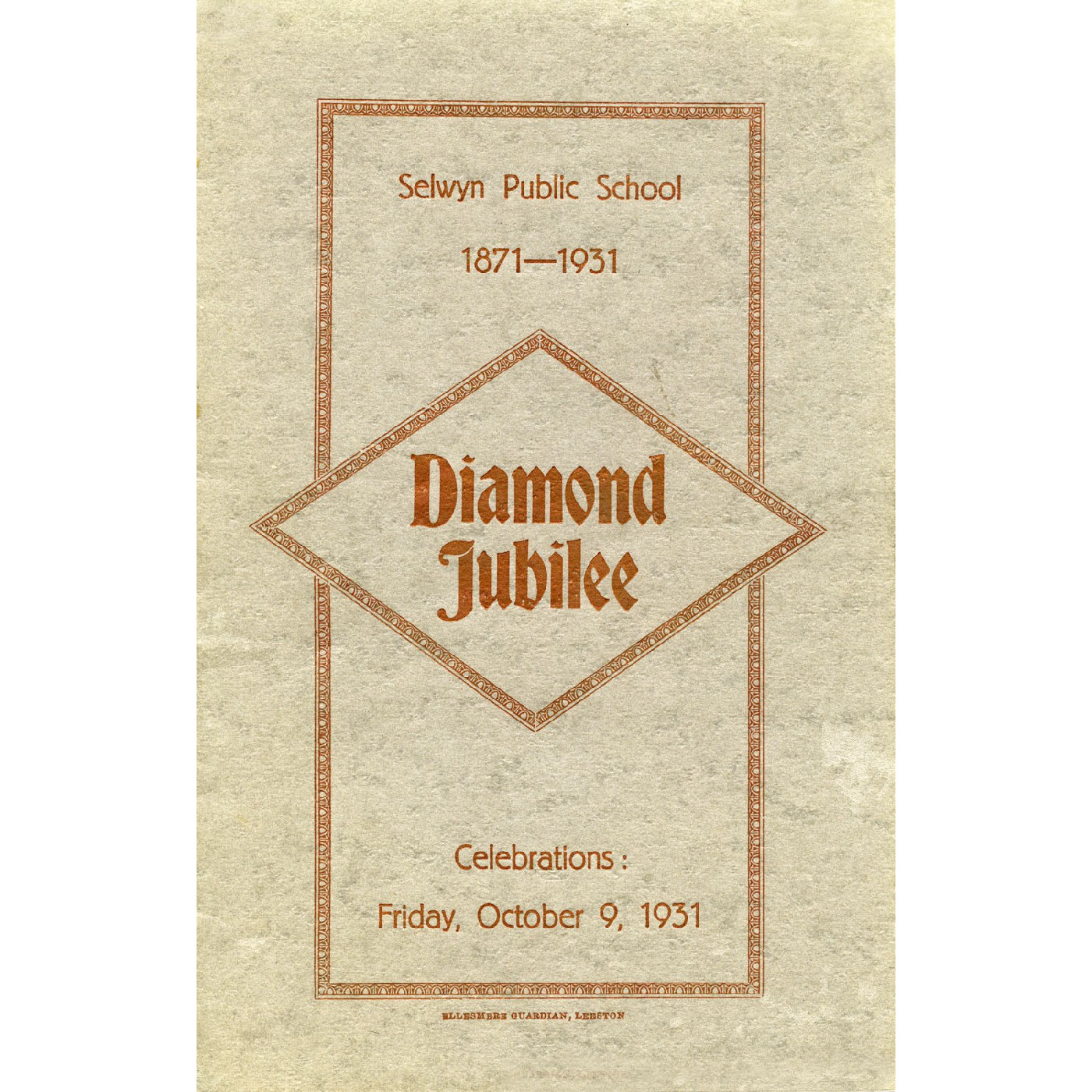 Selwyn Public School Diamond Jubilee booklet