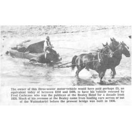 Horses Towing Car out of Waimakariri River at Bealey 