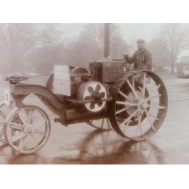 Ian Giltrap on tractor in Leeston procession 