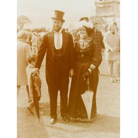 Dressed-up couple at vintage machinery show