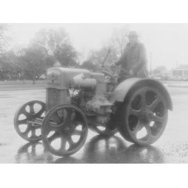 Man on small tractor in Leeston procession 