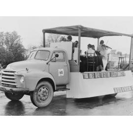 Band on a float in Leeston procession 