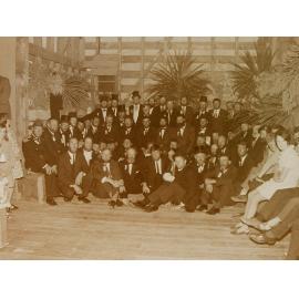 Large garthering at period dress-up party