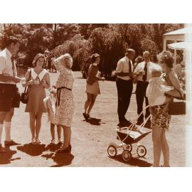 Family party outdoors at house