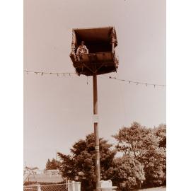 Pole-sitter at Leeston Park, 1970
