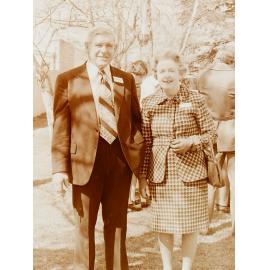 Man and woman standing outside church