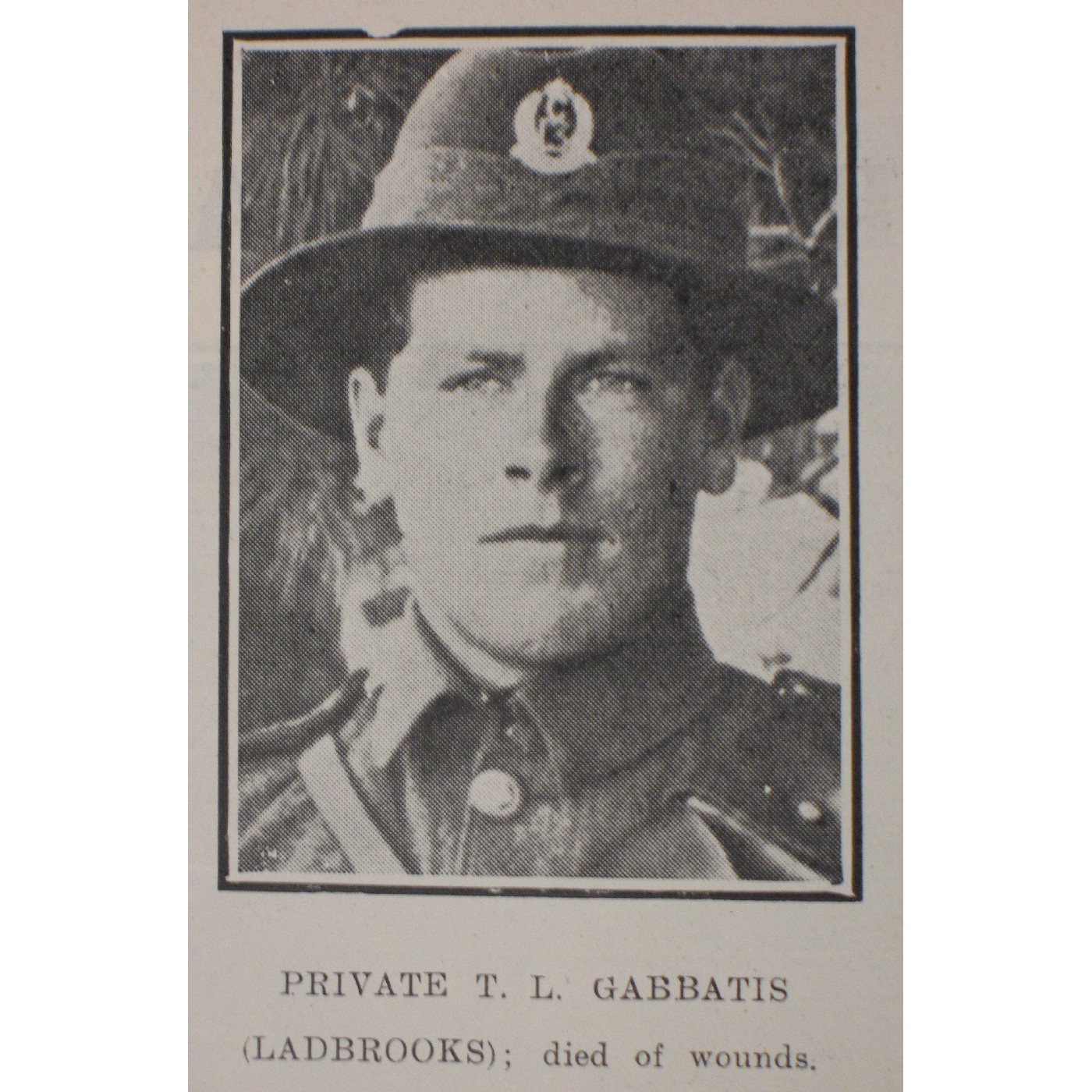 Private Thomas Leslie Gabbatis