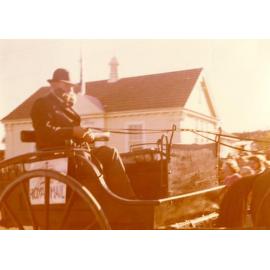 Gig standing in for a stagecoach delivering mail to Darfield Post Office