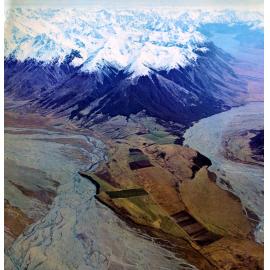 View across Mount Algidus Station to Rakaia River and Mount Arrowsmith