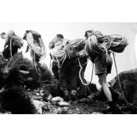 Temple Basin members carrying rope tow  