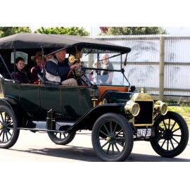 Vintage car in a street parade for Rolleston 150th Anniversary Celebrations