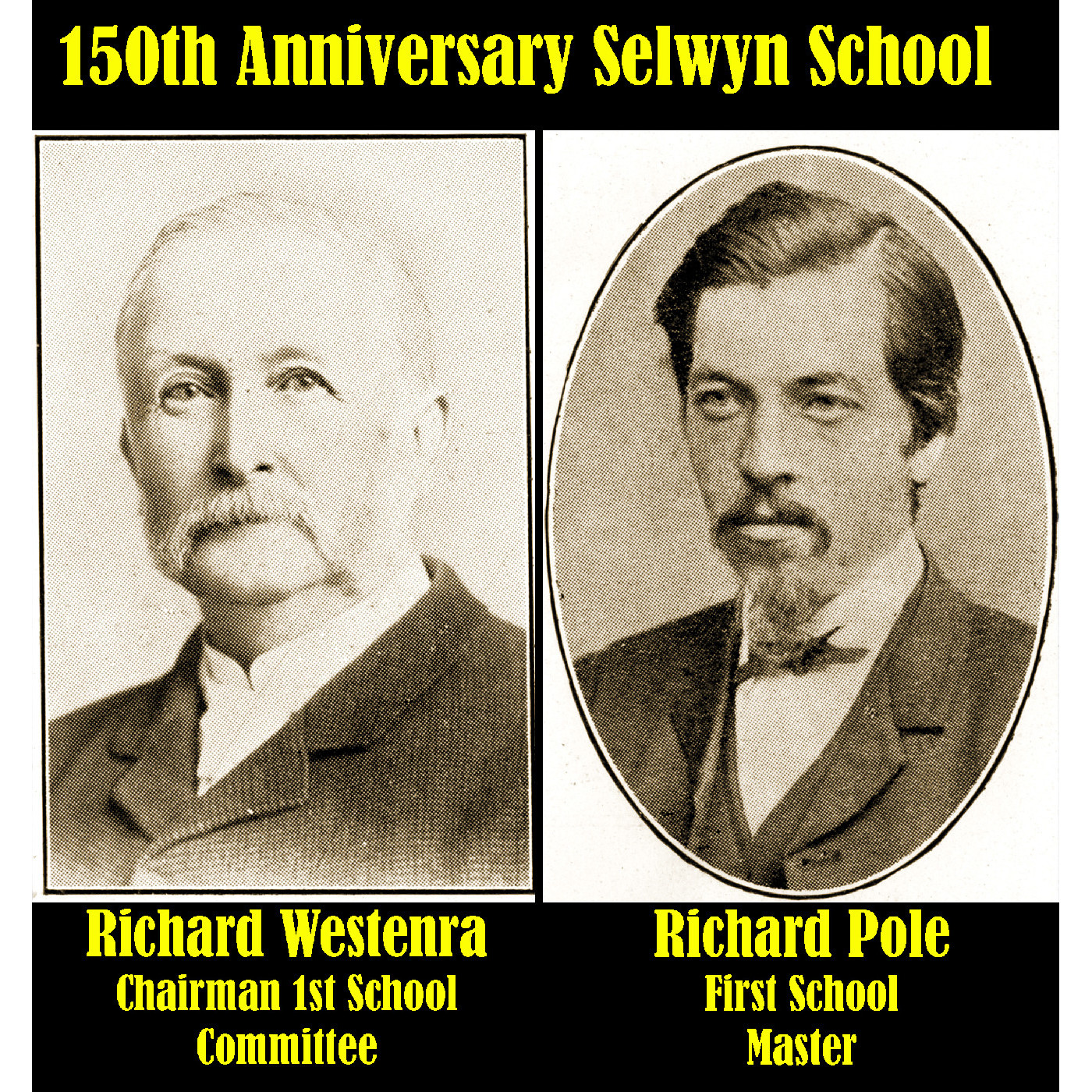 First buildings, teacher, soiree and pupils at (Upper) Selwyn School