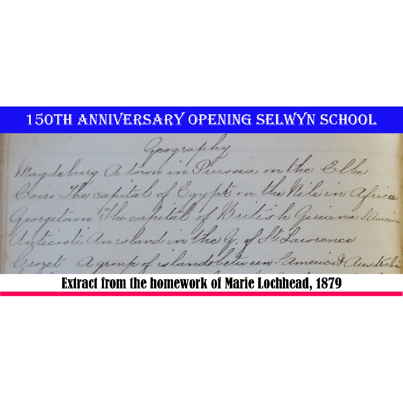 Homework at (Upper) Selwyn School in 1879