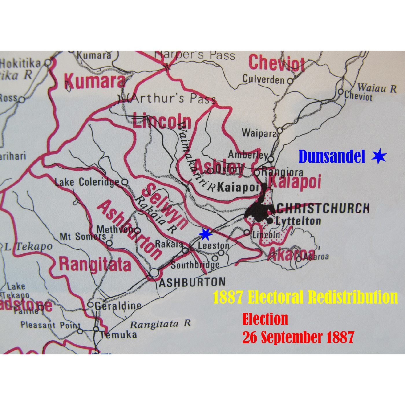 Electioneering for the 1887 General Election in the First Dunsandel Hall/Library