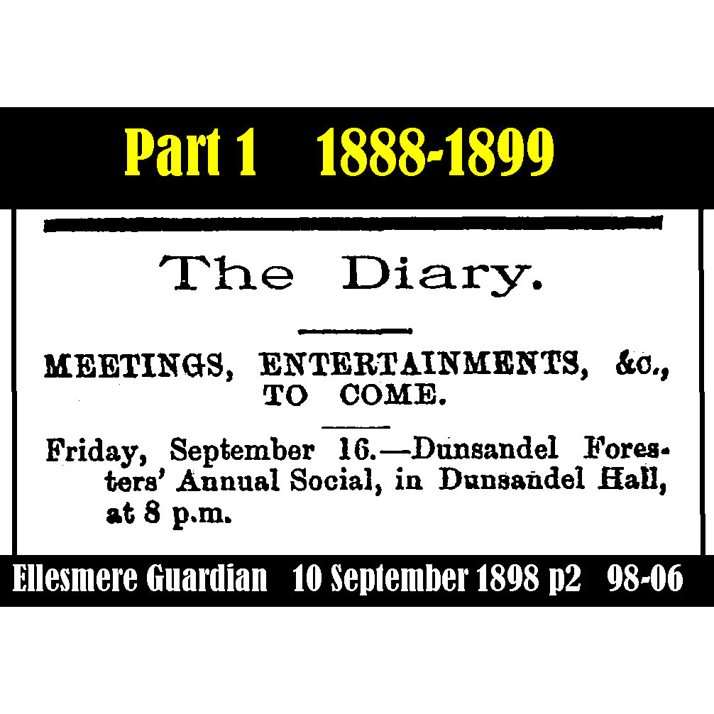 Dunsandel Ancient Order of Foresters use of the First Dunsandel Hall/Library 1888-1899 Part 1