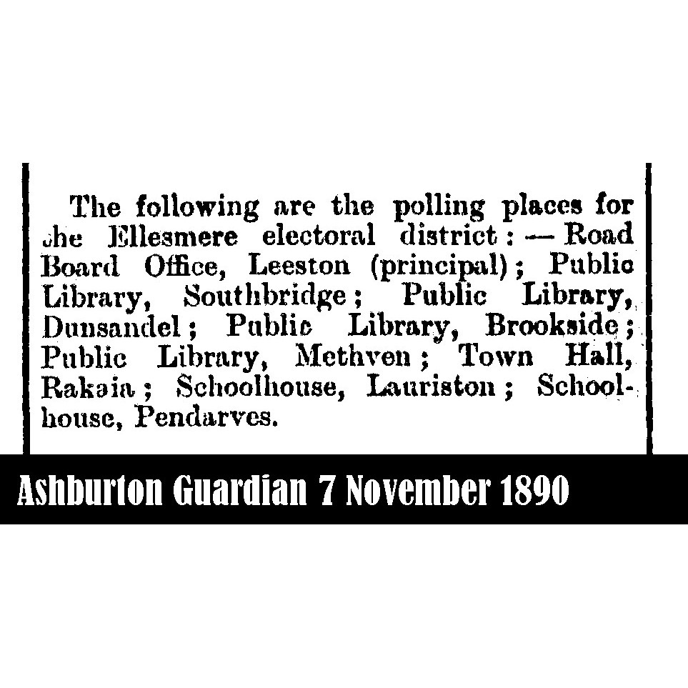 The First Dunsandel Hall/Library as a Polling Venue