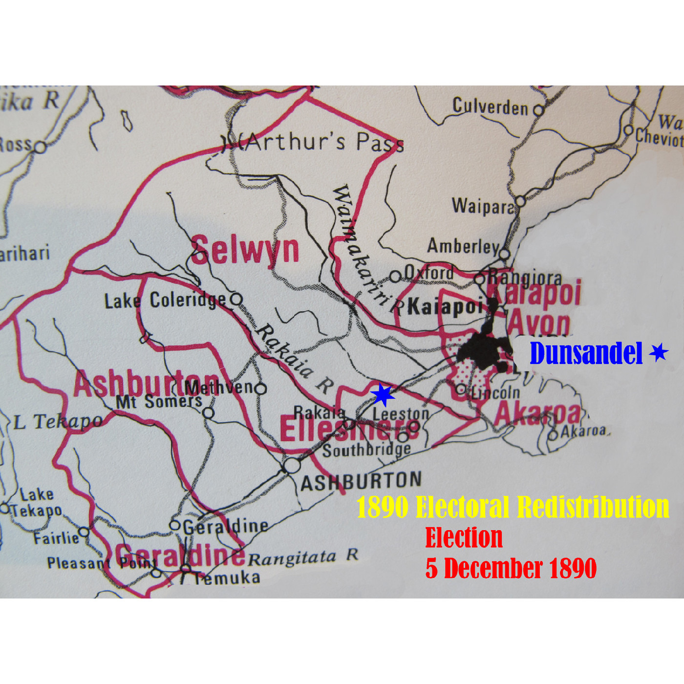 Electioneering for the 1890 General Election in the First Dunsandel Hall/Library