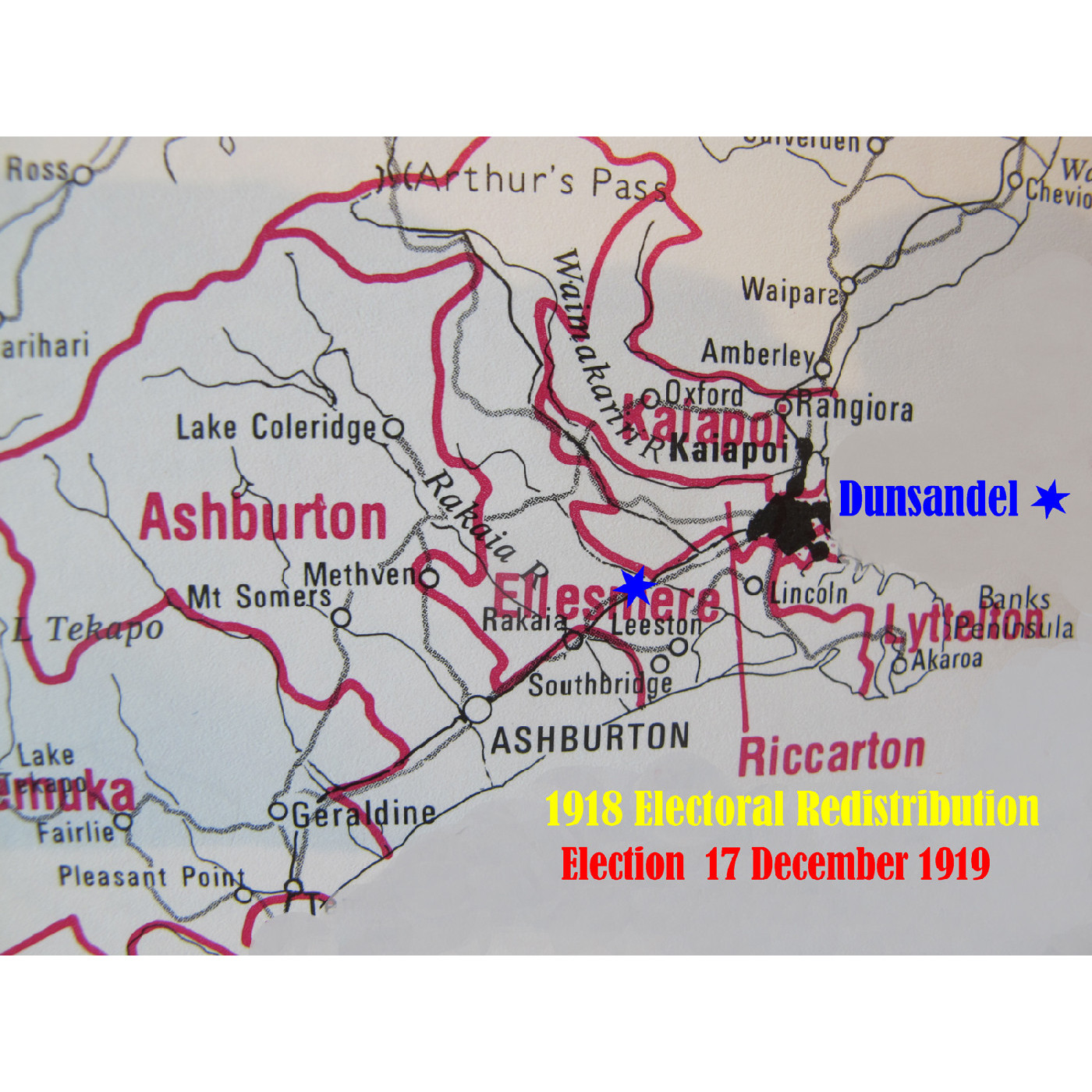Electioneering for the 1919 General Election in the First Dunsandel Hall/Library