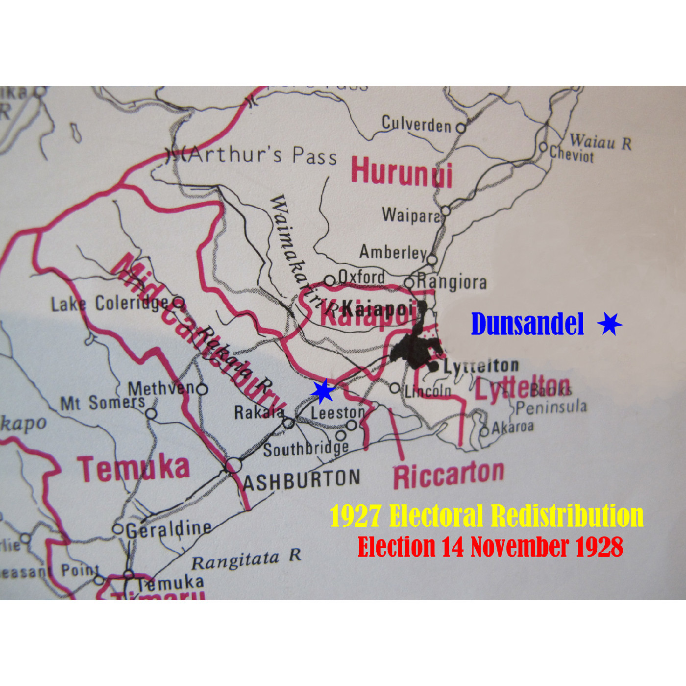 Electioneering for the 1928 General Election in the First Dunsandel Hall/Library