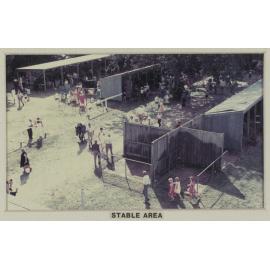 Hororāta Racecourse stable area at farewell meeting of the Hororāta Trotting Club, 10 March 1984