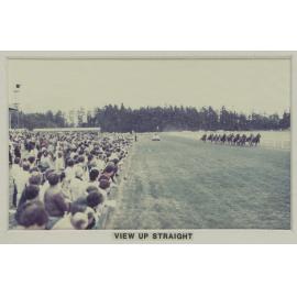 Hororāta Racecourse view of race track at farewell meeting of the Hororāta Trotting Club, 10 March 1984