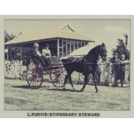 L. Purvis, Stipendary Steward at farewell meeting of the Hororāta Trotting Club, Hororāta Racecourse, 10 March 1984