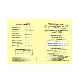 Programme for the 2023 Southbridge Horticultural Society Show