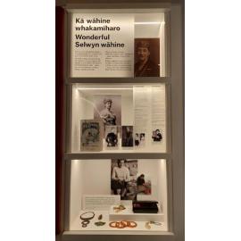 Exhibition case for Kā wāhine whakamīharo: Wonderful Selwyn wāhine 2023
