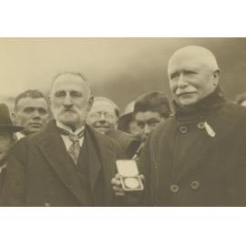 John Hoglund and William Massey at the opening of the Ōtira tunnel