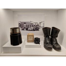 Weedons RNZAF air station exhibition case at Te Ara Ātea, 2023