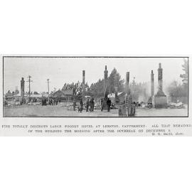 Fire destroys large wooden hotel at Leeston, Canterbury