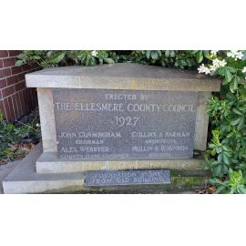 Foundation stone for 1927 Ellesmere County Council building