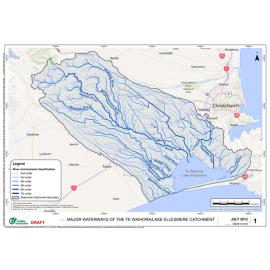 Map of the major waterways of Te Waihora catchment