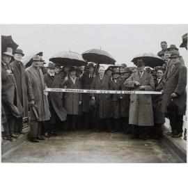 Robert Semple preparing to open a bridge across the Waimakariri River at Bealey