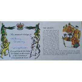 Souvenir card from the Coronation of Queen Elizabeth II, 1954