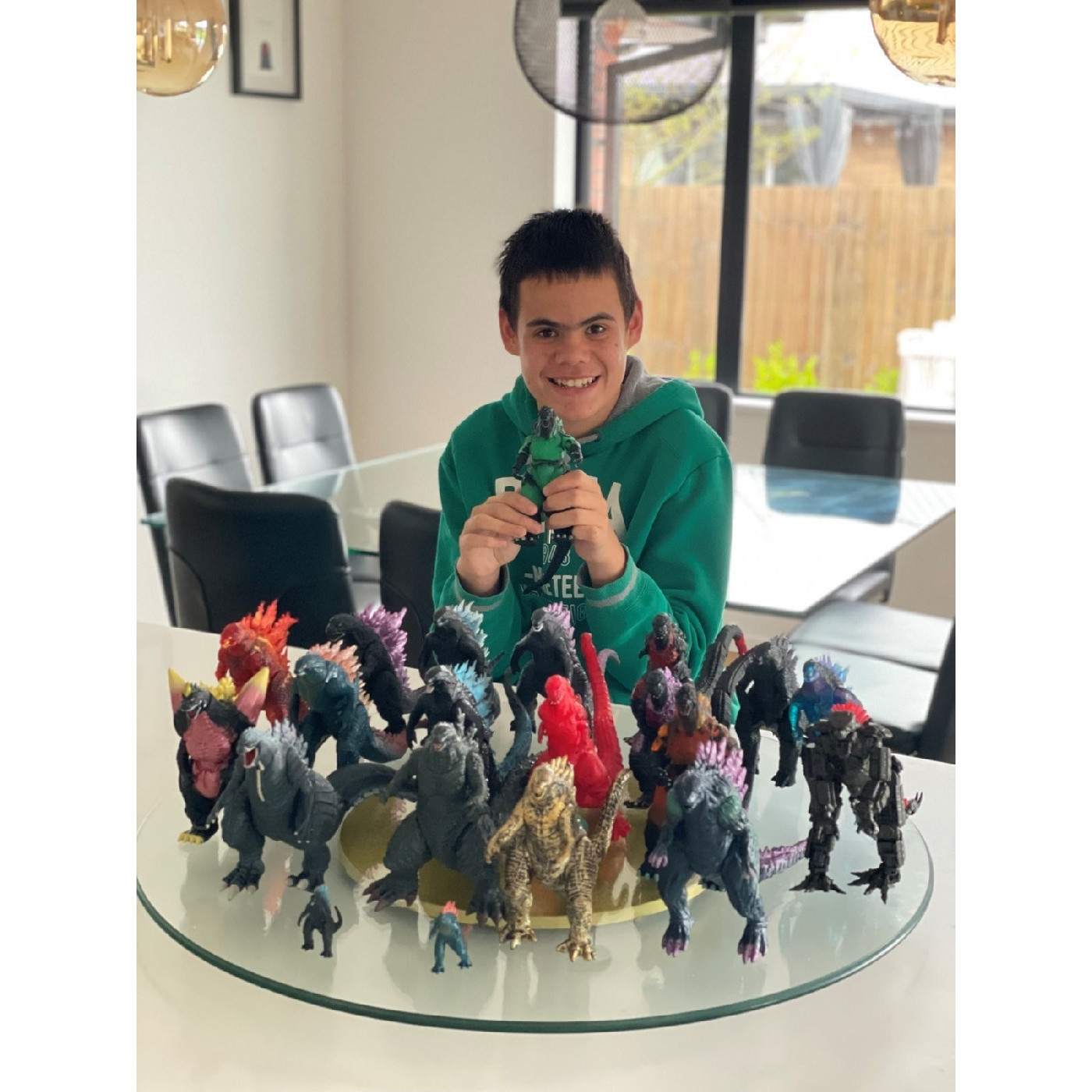 Louie and his Godzilla collection