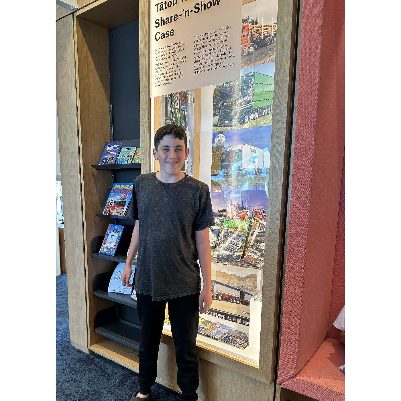 Lucas and his truck magazine and poster collection