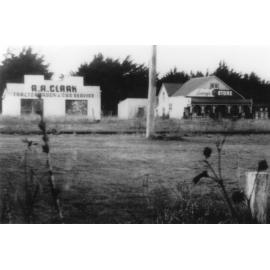 View of Clark's garage and Lawrey's Store, Kirwee