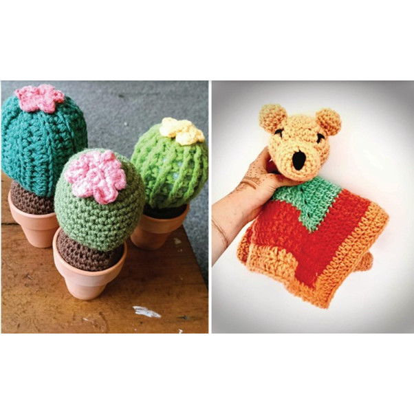 Jayda and her crocheted collection