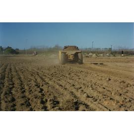 Graeme Howden earthmoving on the reserve area on State Highway 1 opposite Rolleston Railway Station