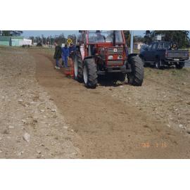 McLenaghan contracting on the reserve area on State Highway 1 opposite Rolleston Railway Station