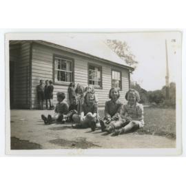Girls outside Russell's Flat School