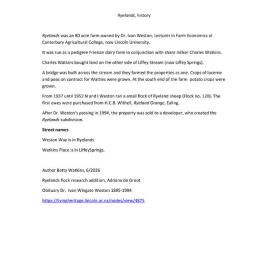 A history of Ryelands farm
