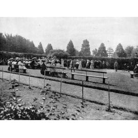 Tea in the gardens at Canterbury Agricultural College prizegiving, 1903