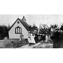 The funeral cortege leaving the church, Hororātā