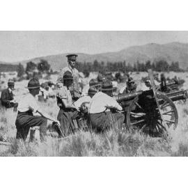 A howitzer at full recoil immediately after firing