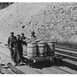 Midland Railway Line, trucks of cement at Staircase gulley