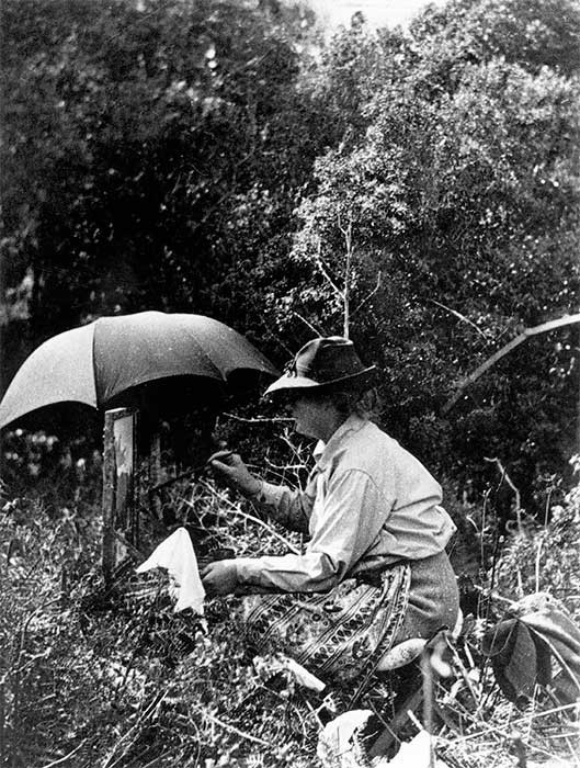 Artist Grace Butler painting at Arthur's Pass.  