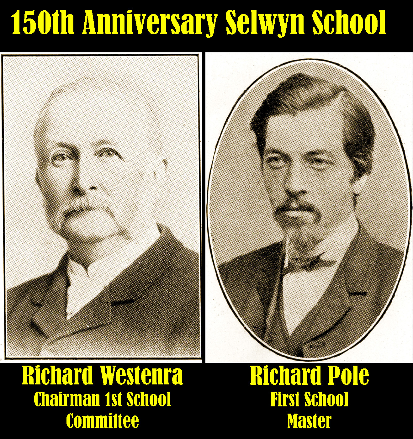 First buildings, teacher, soiree and pupils at (Upper) Selwyn School